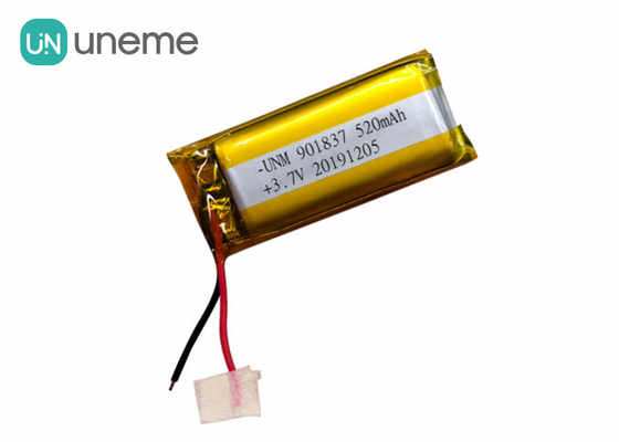 Ionenbatterij van Li van de rechthoek520mmah Douane, 901837 die 1S1P 3.7V Pak van de het Polymeerbatterij van het Apparatenlithium het Ionen dragen